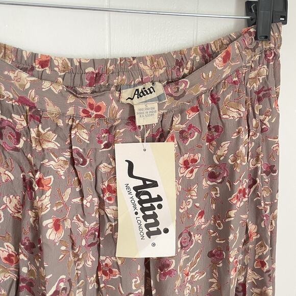 Vintage 70s Adini India Rayon Floral Midi Skirt S Boho Cottagecore NWT Deadstock - Picture 5 of 8